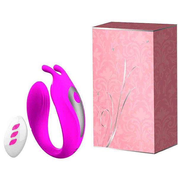 Vibrador Casal Coelho Com 12 Vibrações e Controle Remoto Roxo - Bill