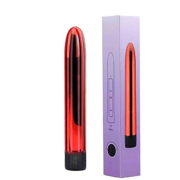 Vibrador Liso Metálico com Vibração Multivelocidade Vermelho - Youvibe