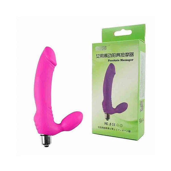 Vibrador Penetrador Strapless Duplo com Glande Penetração Simultânea Rosa