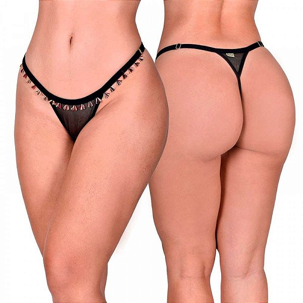 Calcinha Fio Dental Em Tule Transparência Franjas - Lingerie Sensualle