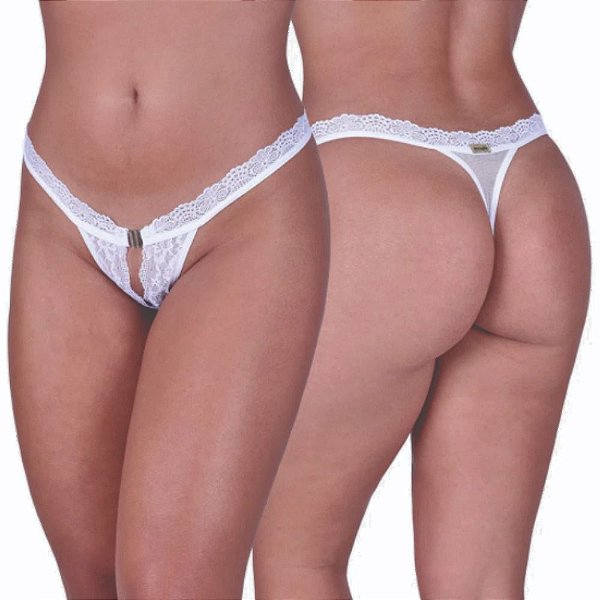 Calcinha Gretchen Fio Dental Sexy com Abertura na Frente - Lingerie Sensualle