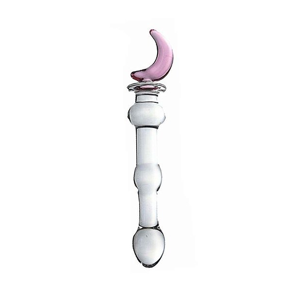Plug Anal Em Vidro Com Detalhe De Lua Em Sua Ponta 21 X 2,8 Cm