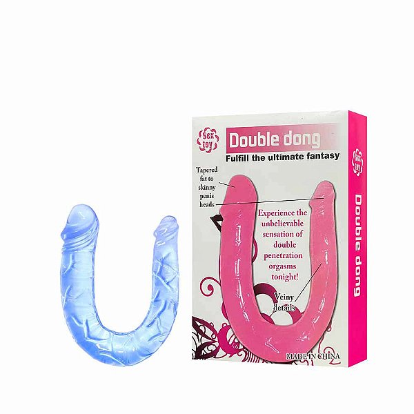 Pênis Duplo Com Glande Definida Para Dupla Penetração Azul 28,8 Cm - DOUBLE DONG