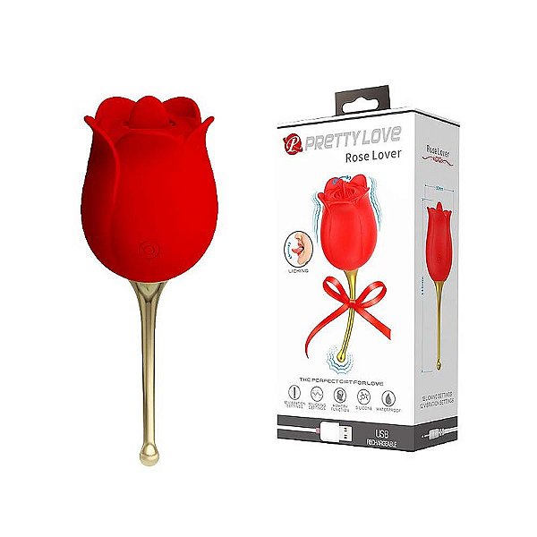 Estimulador de Clitóris Com 12 Modos Vibração - Pretty Love Rose Lover