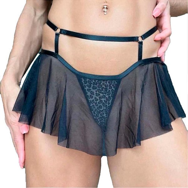 Calcinha Garra Tipo Saia em Tule Biju no Bumbum - Lingerie Sensualle