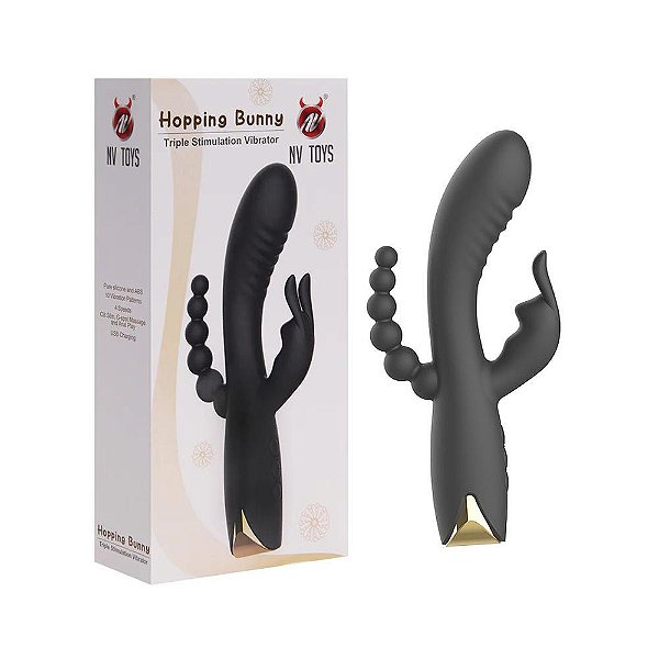 Vibrador Ponto G E Clitóris Rabbit 10 Modos Vibração - Nv Toys Hopping Bunny