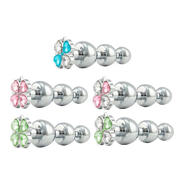 Plug Anal Joia com Rosca Trevo Escalonado 9,5 X 2,8 Cm