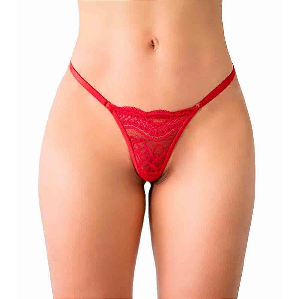 Calcinha Fio Dental Detalhe Strass Sou Sua - Lingerie Fascino