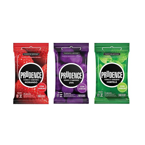Preservativo Prudence Cores e Sabores: Aroma e Diversão (3 unidades)