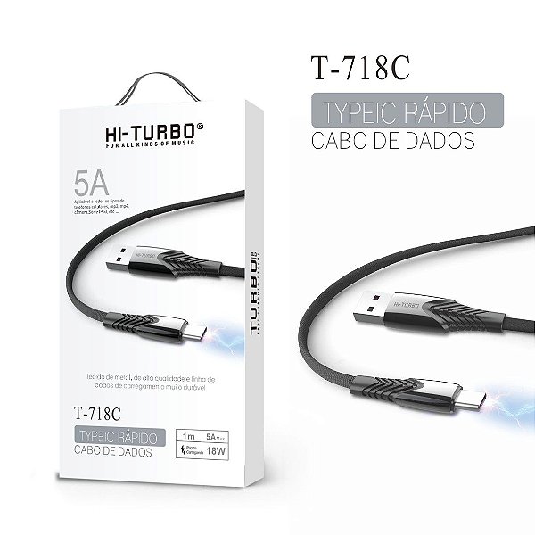 Cabo de Dados Type-C | Modelo: T-718C