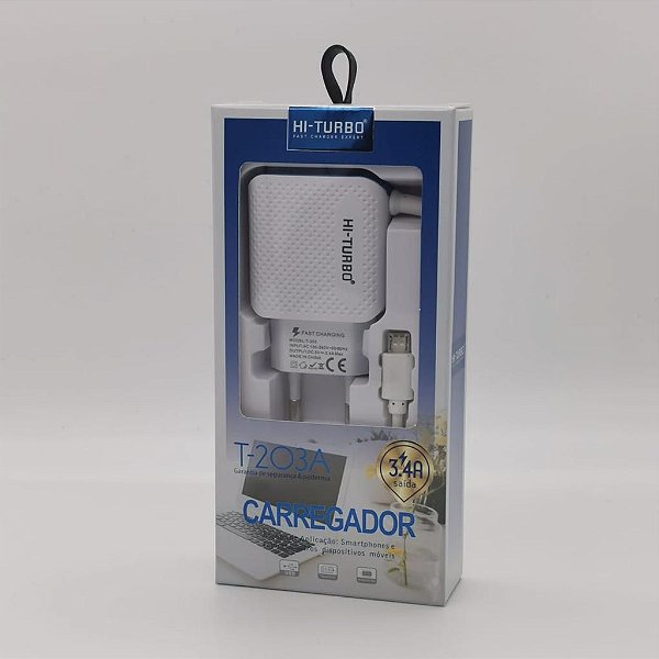 Carregador V8 | Carga Rápida 3.4A | Modelo: T-203A