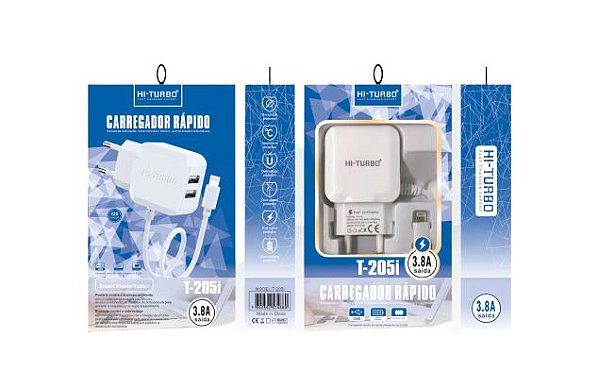 Carregador Rápido iOS | 3.8A | Modelo: T-205I