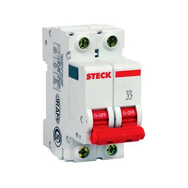 Disjuntor 2P 16A Curva B Steck SDD62B16