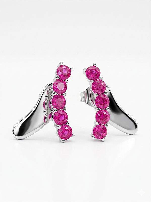 Brinco earcuff com cristais pink