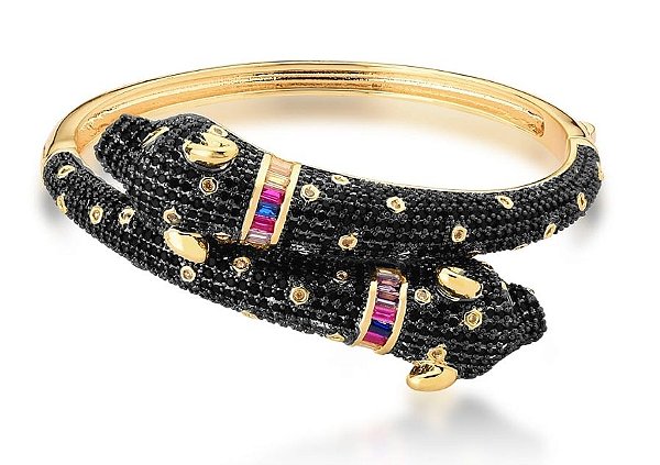 Bracelete leopardo duas voltas banhado a ouro