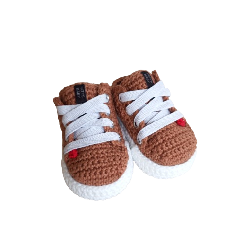Tênis Confort Cano Curto - Cor Castanho - Tamanho P - calça de 0 a 4 meses aproximadamente