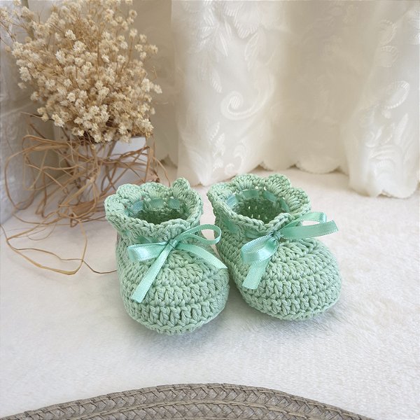 Sapatinho Maternidade Confort Cetim - Cor Verde Candy