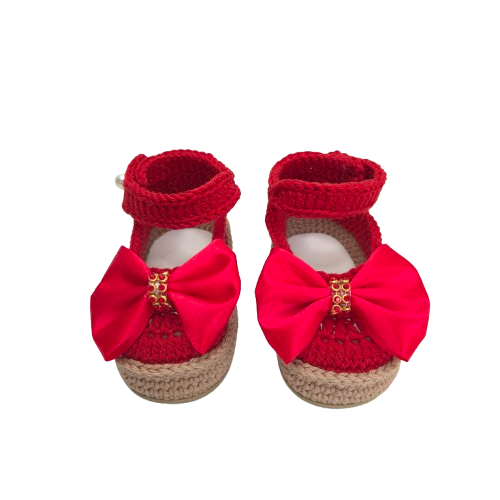 Sapatinho Confort Boneca Laço - cor Vermelho - Tamanho 16 - calça de 2 a 4 meses aproximadamente