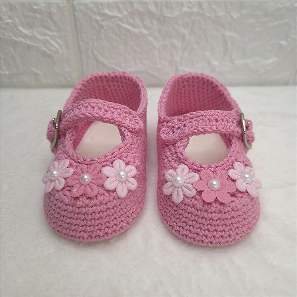 Sapatinho Confort Boneca Florzinhas - cor Rosa Candy - Tamanho 17 - calça de 2 a 4 meses aproximadamente