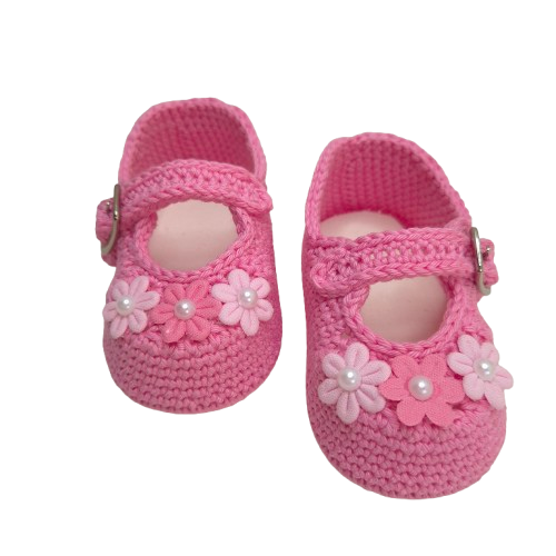 Sapatinho Confort Boneca Florzinhas - cor Rosa Candy - Tamanho 17 - calça de 2 a 4 meses aproximadamente
