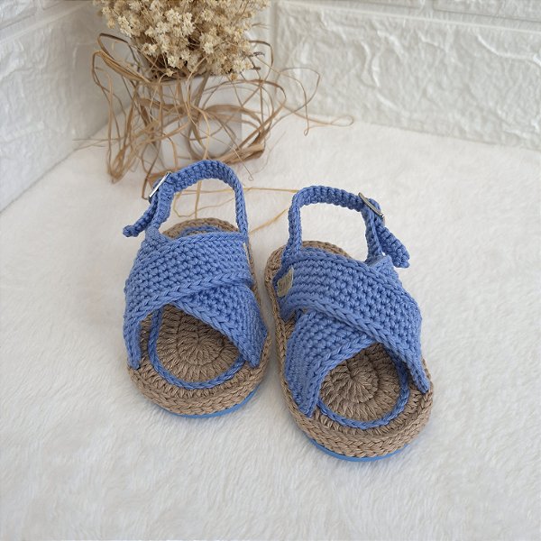 Sandália Confort Cruzada - Azul - Tamanho 17 - calça de 2 a 4 meses aproximadamente