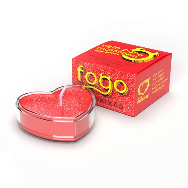 Vela de Massagem Corporal Beijável Fogo da Paixão - Morango