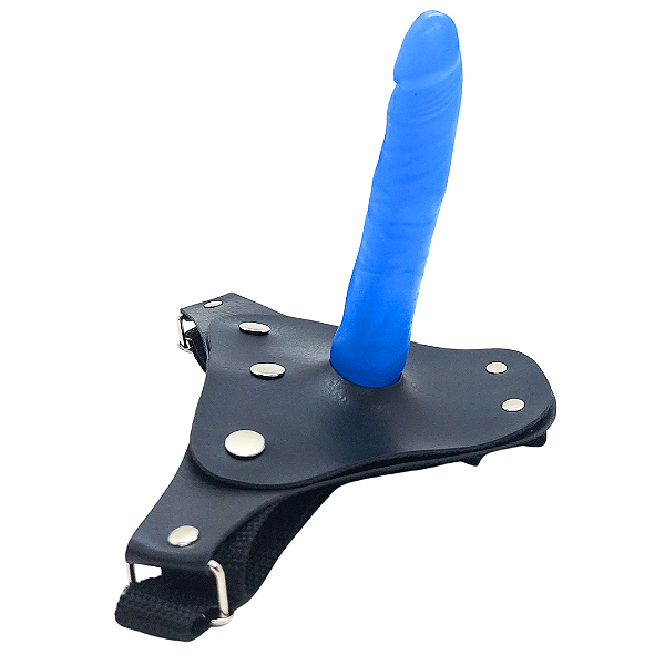 Cinta Peniana para Iniciantes com Pênis Compridinho Azul - 15,5 x 2,7cm