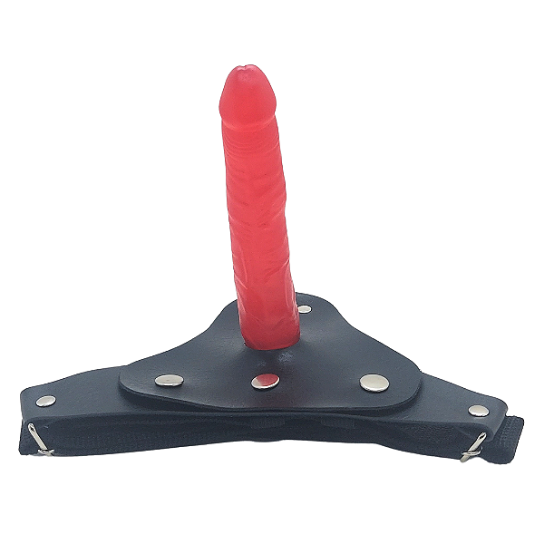 Cinta Peniana para Iniciantes com Pênis Compridinho Vermelho - 15,5 x 2,7cm