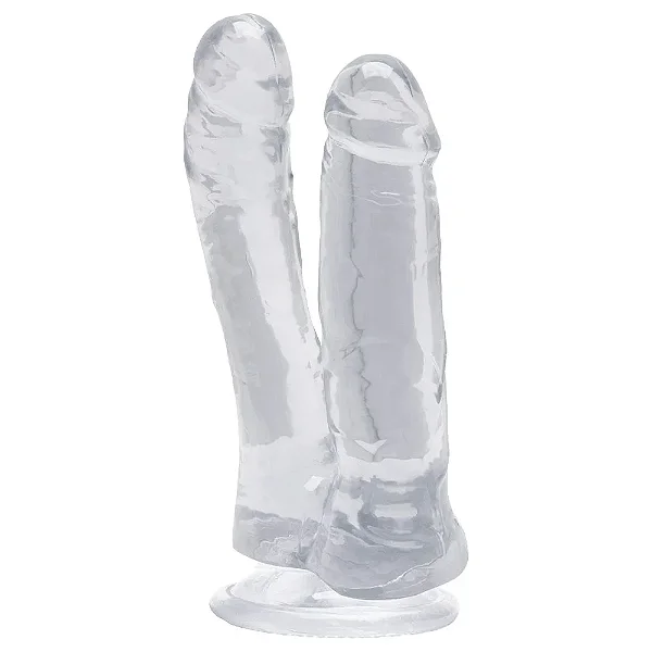 Pênis Dupla Penetração Double Cock Transparente - 17,5cm e 16,5cm