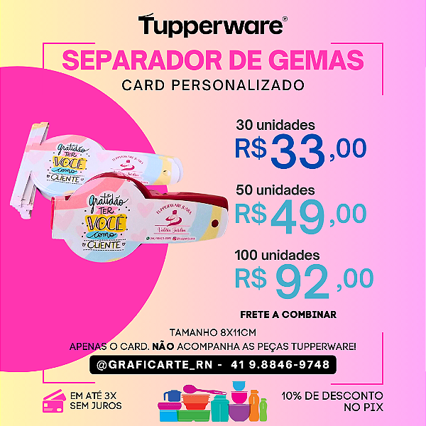 Card para Separador de Gemas Tupperware