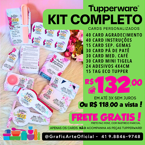 Kit Completo de Cards para Mimos Tupperware - FRETE GRÁTIS
