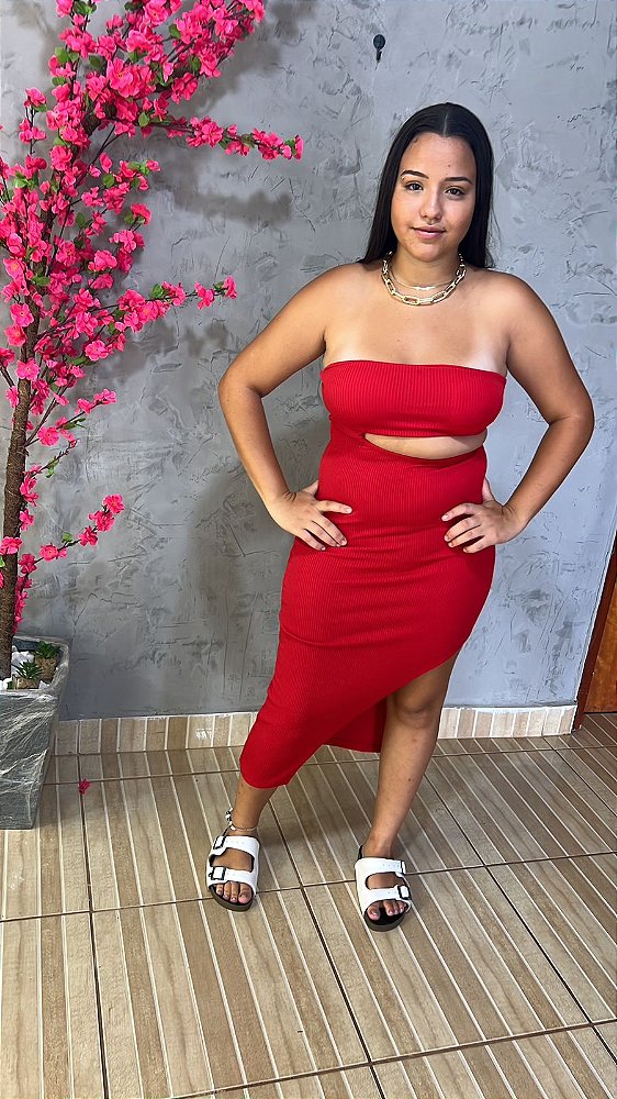 Vestido tomara que caia com fenda sales