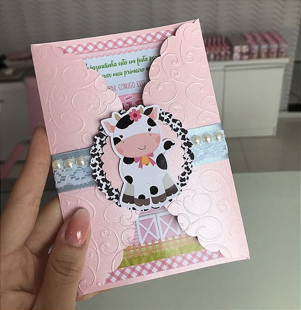 Convite Fazendinha Rosa