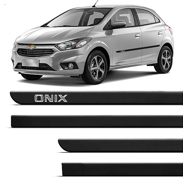 Friso Lateral Personalizado Preto Chevrolet Onix 2013 Até 2019 4 Peças