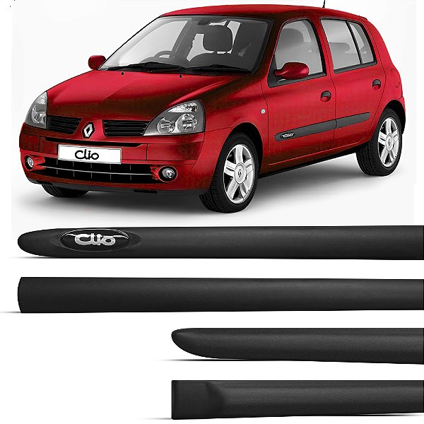 Friso Lateral Borrachão Renault Clio 4 Portas 2000 Até 2016 - Emblema Clio