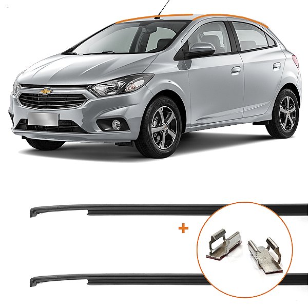 Par Friso De Teto Borracha - Chevrolet Onix 2013 Até 2020 (Com Kit De Grampo)