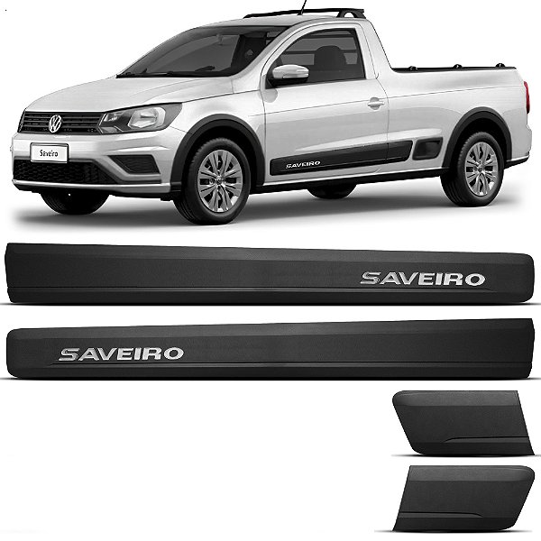 Friso Lateral Borrachão Vw Saveiro 2011 Até 2022 - Cabine Simples Com Logo