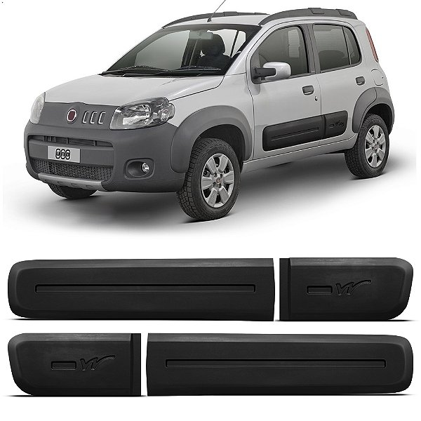 Friso Lateral Borrachão Fiat Uno Vivace Way 2010 Até 2021 Modelo Original Preto