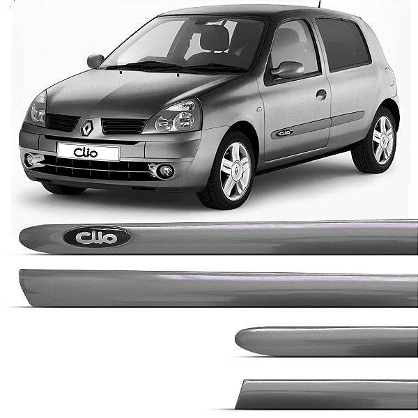 Friso Lateral Borrachão Renault Clio 2 Portas 2000 Até 2016 - Prata Etolle