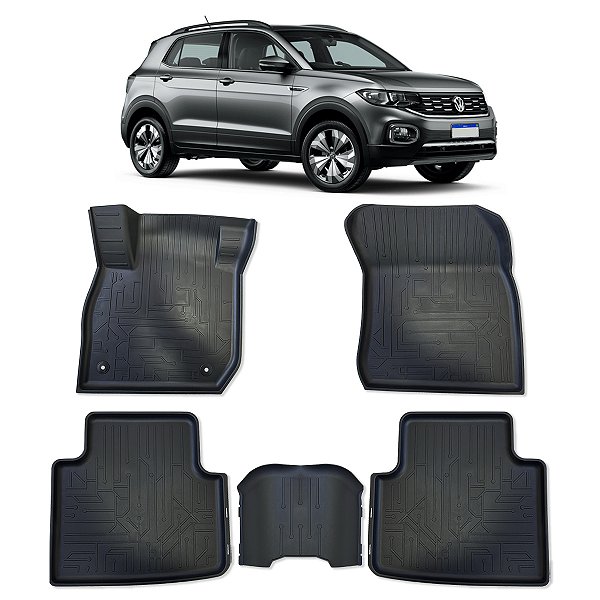 Jogo Tapete Borracha Bordas Elevadas tipo Bandeja VW T-Cross 2018/...