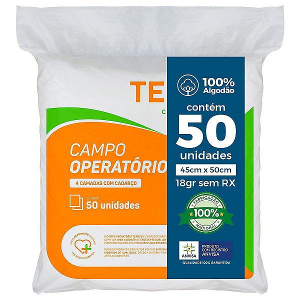 Campo Operatório TEXMED 18gr S/RX 45cm X 50cm 50 Unidades