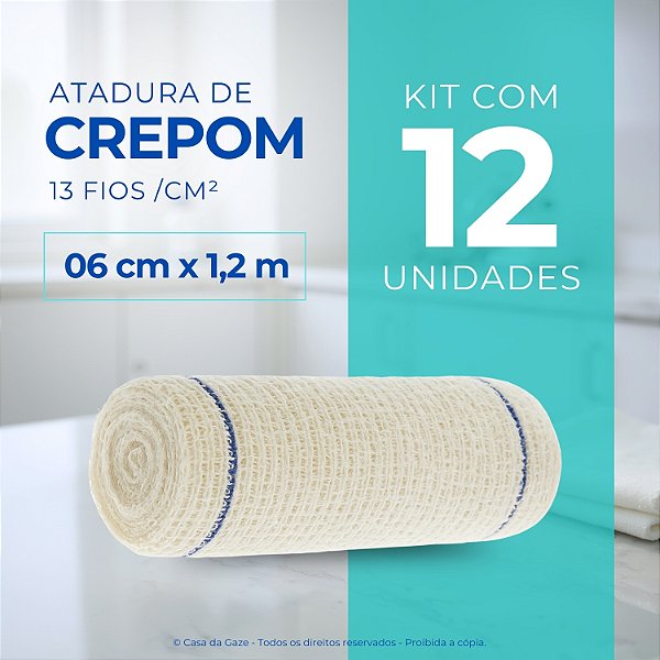 Atadura Crepom Faixa Bandagem Elástica 06cmx1.2m Kit 12 Un