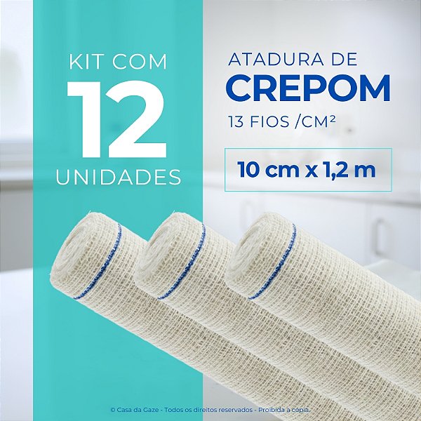 Atadura Crepom Faixa Bandagem Elástica 10cmx1.2m Kit 12 Un
