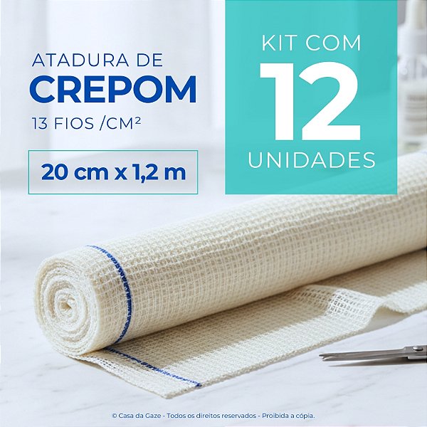 Atadura Crepom Faixa Bandagem Elástica 20cmx1.2m Kit 12 Un