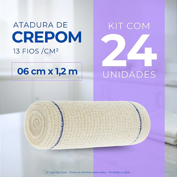 Atadura Crepom Faixa Bandagem Elástica 06cmx1.2m 24 Unidades