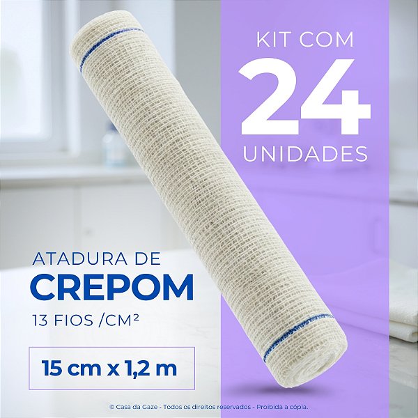 Atadura Crepom Faixa Bandagem Elástica 15cmx1.2m Kit 24 Un