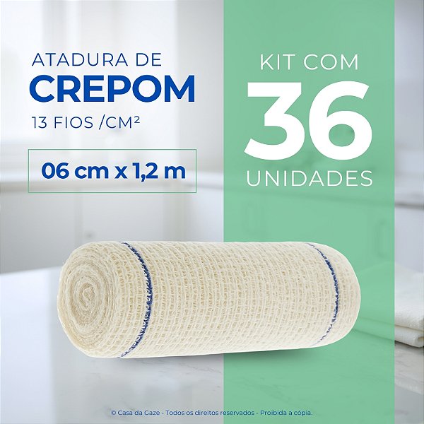 Atadura Crepom Faixa Bandagem Elástica 06cmx1.2m Kit 36 Un