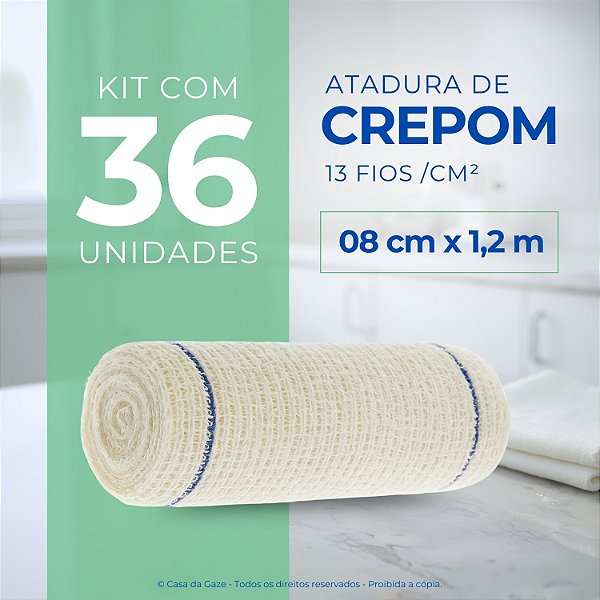 Atadura Crepom Faixa Bandagem Elástica 08cmx1.2m Kit 36 Un