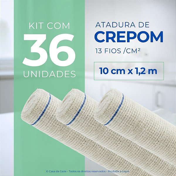 Atadura Crepom Faixa Bandagem Elástica 10cmx1.2m Kit 36 Un