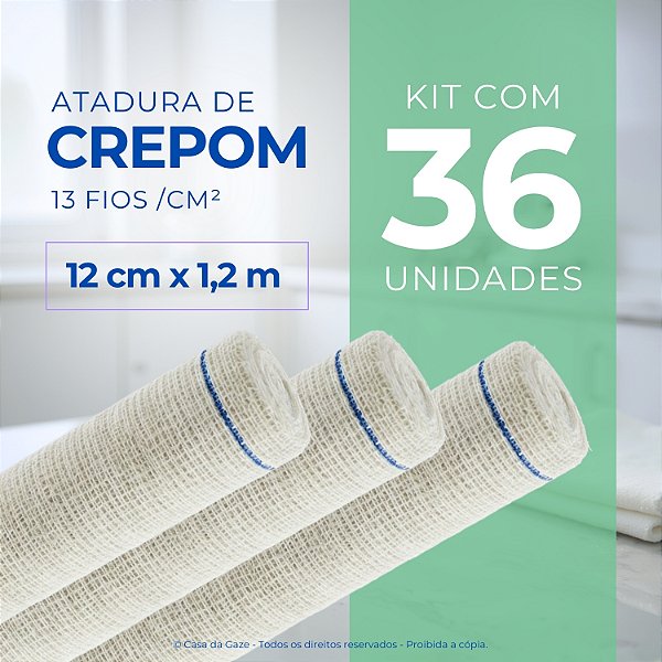 Atadura Crepom Faixa Bandagem Elástica 12cmx1.2m Kit 36 Un